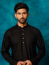 Vastramay Men's Black Cotton Blend Kurta Pyjama Set